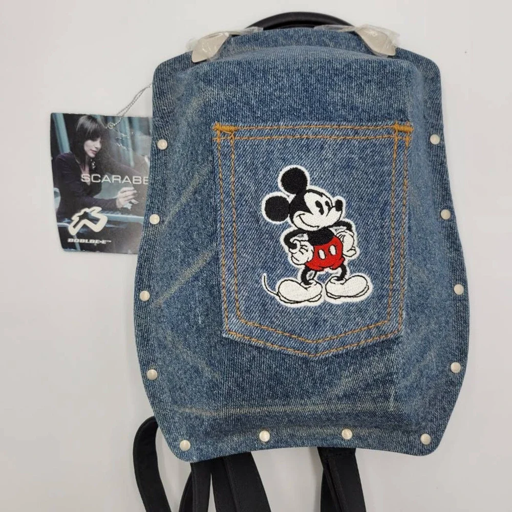 Scarabee Bobble-e Disney Mickey Mouse Backpack Shoulder Bag Hard Shell Denim New